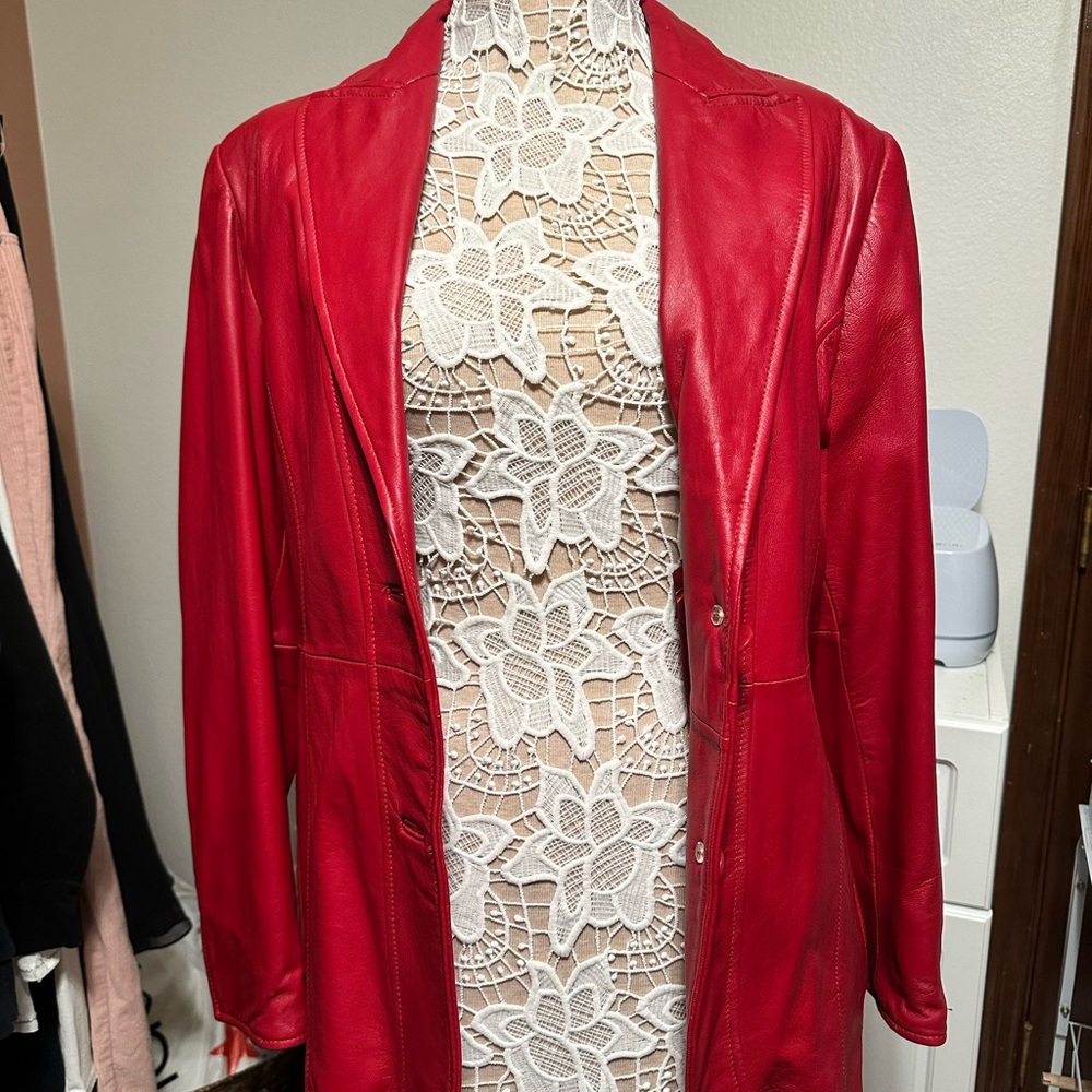 Genuine red leather jacket